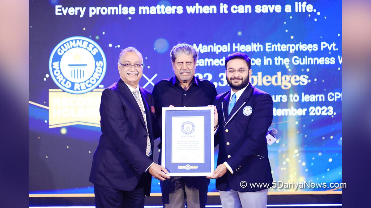 Health, Manipal Health Enterprises, MHE, Guinness World Records, Cardiopulmonary Resuscitation, CPR, World Heart Day, Dr. H Sudarshan Ballal, Karthik Rajagopal, Kapil Dev, Manipal Hospitals, New Delhi
