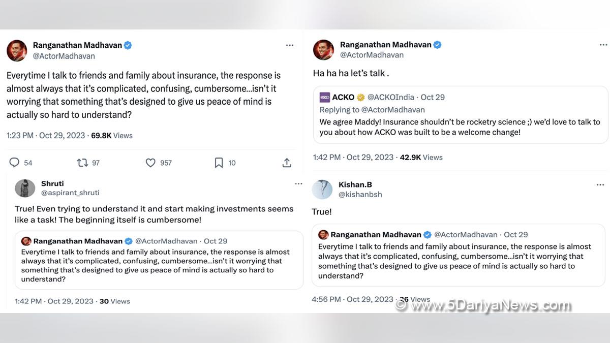 Bollywood, Entertainment, Mumbai, Actor, Actress, Cinema, Hindi Films, Movie, Mumbai News, R Madhavan, R Madhavan Twitter, R Madhavan Tweet, R Madhavan Insurance Tweet, R Madhavan News, R Madhavan Latest News