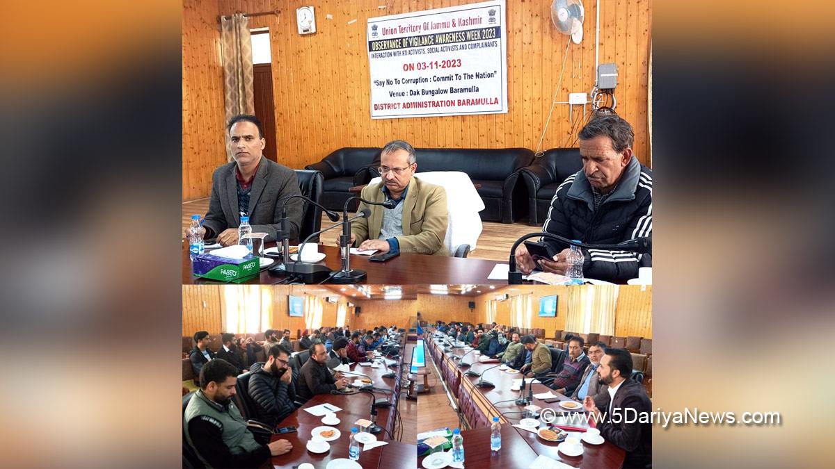 Baramulla, Aijaz Abdullah Saraf, Dr. Zahoor Ahmad Raina, Kashmir, Jammu And Kashmir, Jammu & Kashmir, District Administration Baramulla, Vigilance Awareness Week 2023,Vigilance Awareness Week