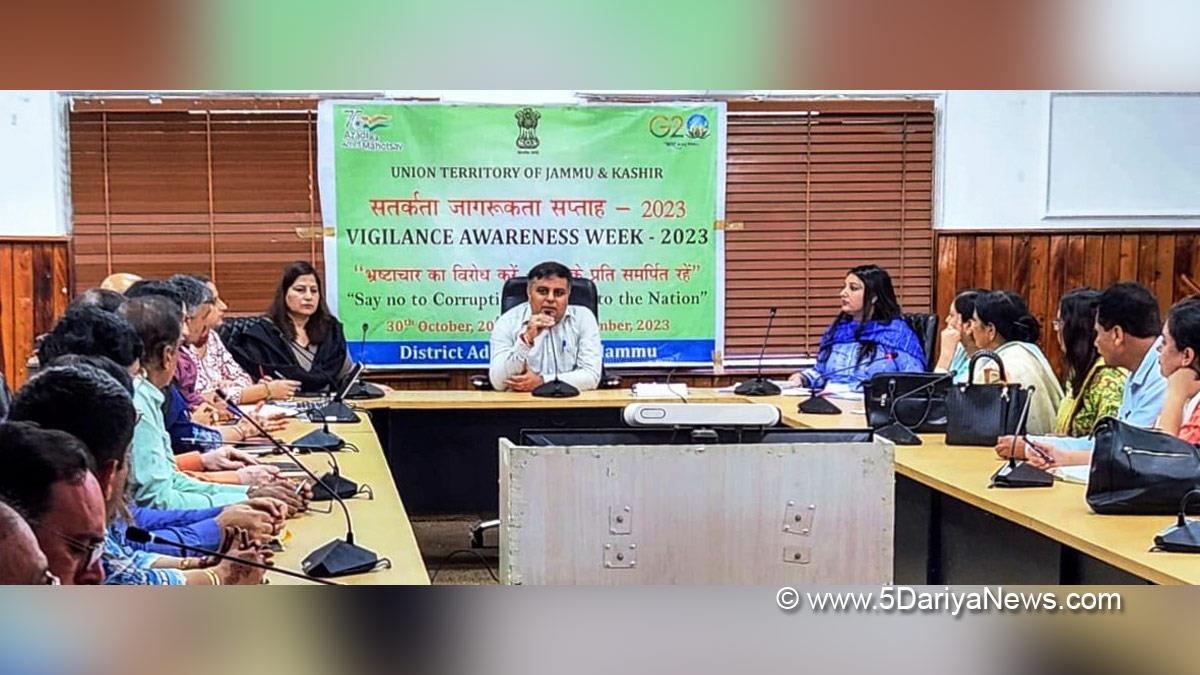 Jammu, Sandeep Seointra, Kashmir, Jammu And Kashmir, Jammu & Kashmir, District Administration Jammu, Vigilance Awareness Week 2023, Anti Corruption Bureau, Vigilance Awareness Week