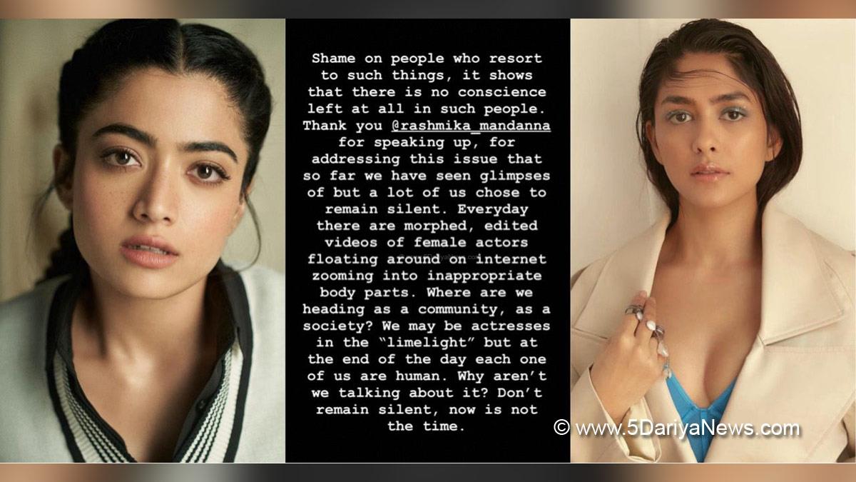 Bollywood, Entertainment, Mumbai, Actor, Actress, Cinema, Hindi Films, Movie, Mumbai News, Heroine, Mrunal Thakur, Mrunal Thakur Rashmika Mandanna, Rashmika Mandanna Video, Rashmika Mandanna Deep Fake Video, Rashmika Mandanna Viral Video, Rashmika Mandanna Controversy, Rashmika Mandanna Deepfake Video