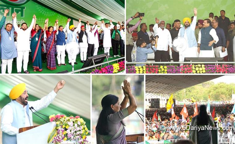 India Alliance Holds Justice Mega Rally in Jharkhand, Bhagwant Mann and Sunita Kejriwal Slam BJP
