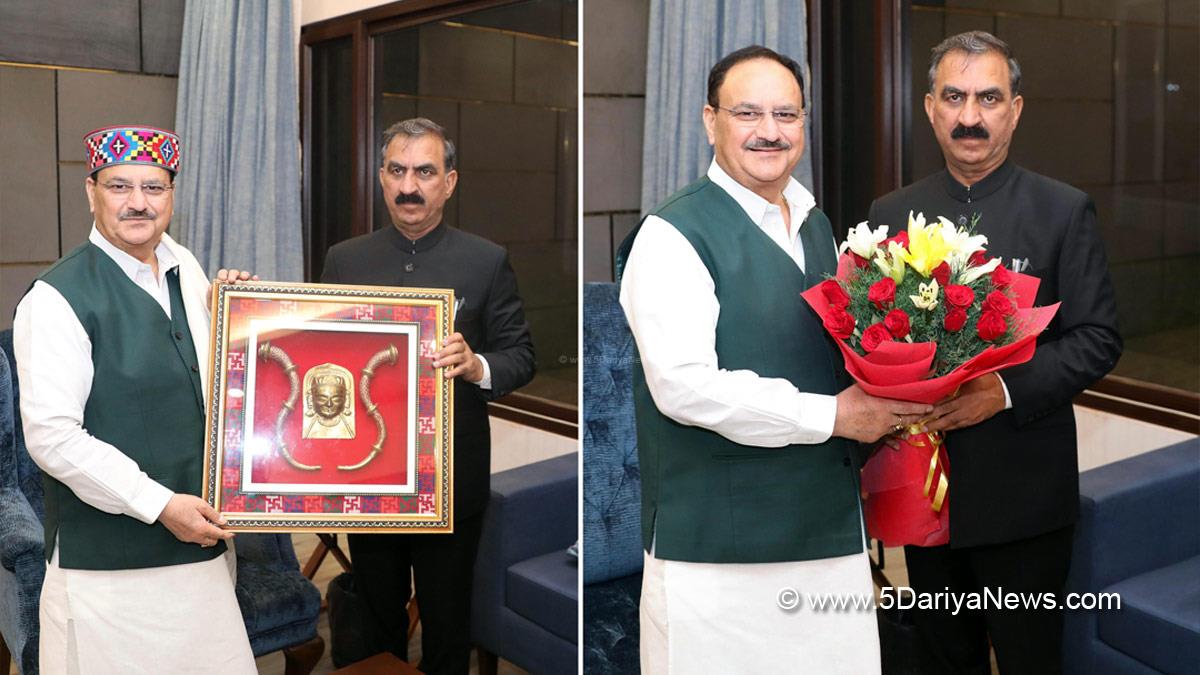 Jagat Prakash Nadda, BJP President, BJP, Bharatiya Janata Party, Sukhvinder Singh Sukhu, Himachal Pradesh, Himachal, Congress, Indian National Congress, Himachal Congress, Shimla, Chief Minister of Himachal Pradesh