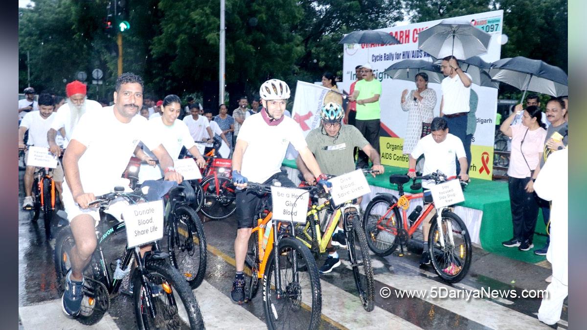 Ajay Chagti,Secretary Health,Chandigarh Administration,Intensified IEC Campaign, Chandigarh State AIDS Control Society,Cycle Rally,Cyclothon,Chandigarh