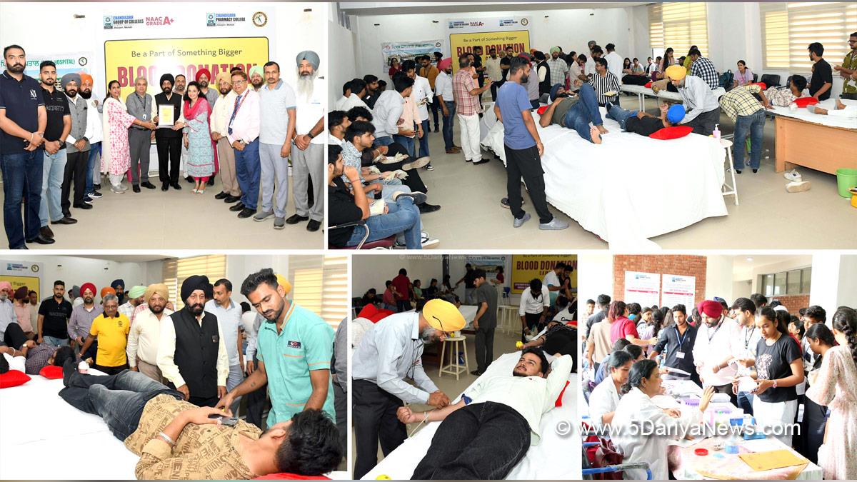 CGC Jhanjeri, Chandigarh Group Of Colleges, Satnam Singh Sandhu, Rashpal Singh Dhaliwal, Jhanjeri, CGC Jhanjeri Campus, Blood Camp, Blood Donation Camp