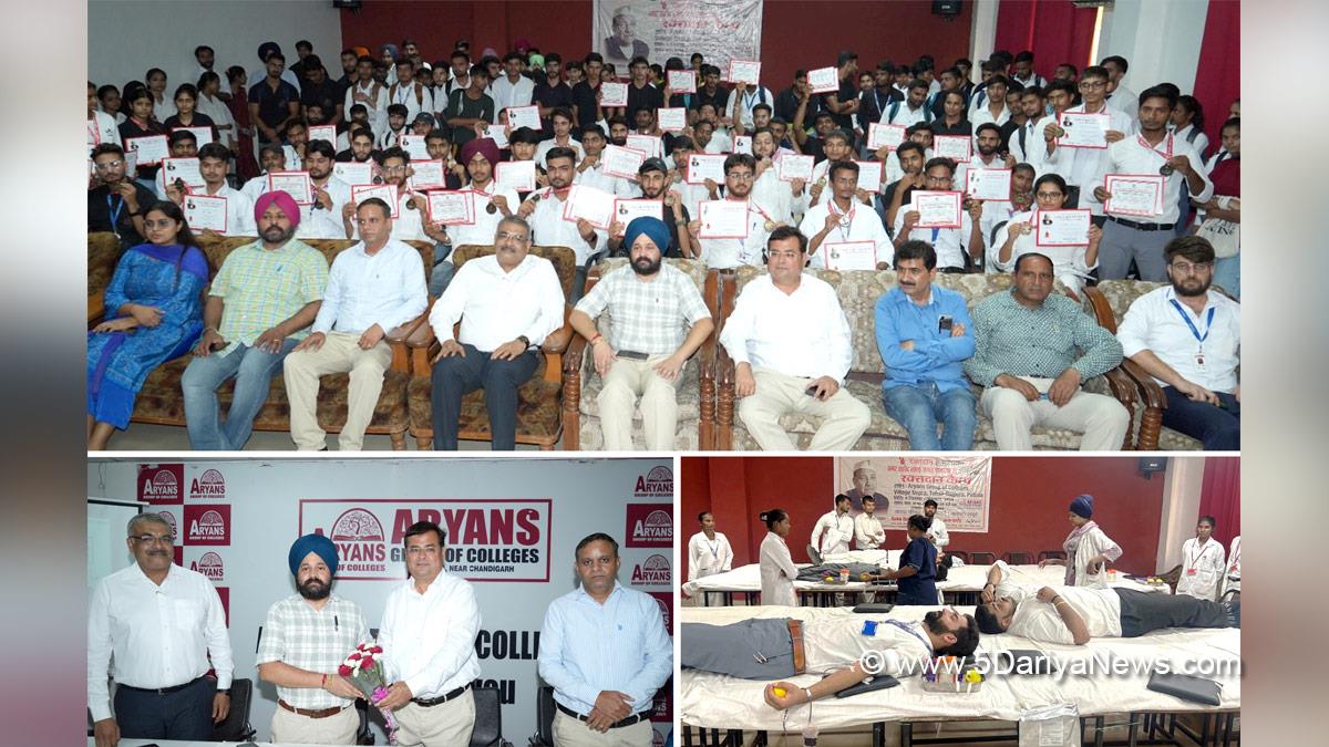 Aryans Group of Colleges , Aryan College, Rajpura, Aryans Group of Colleges Rajpura, Dr. Parveen Kataria, Dr. Anshu Kataria, Dr. Harjinder Singh Bedi, Blood Camp, Blood Donation Camp