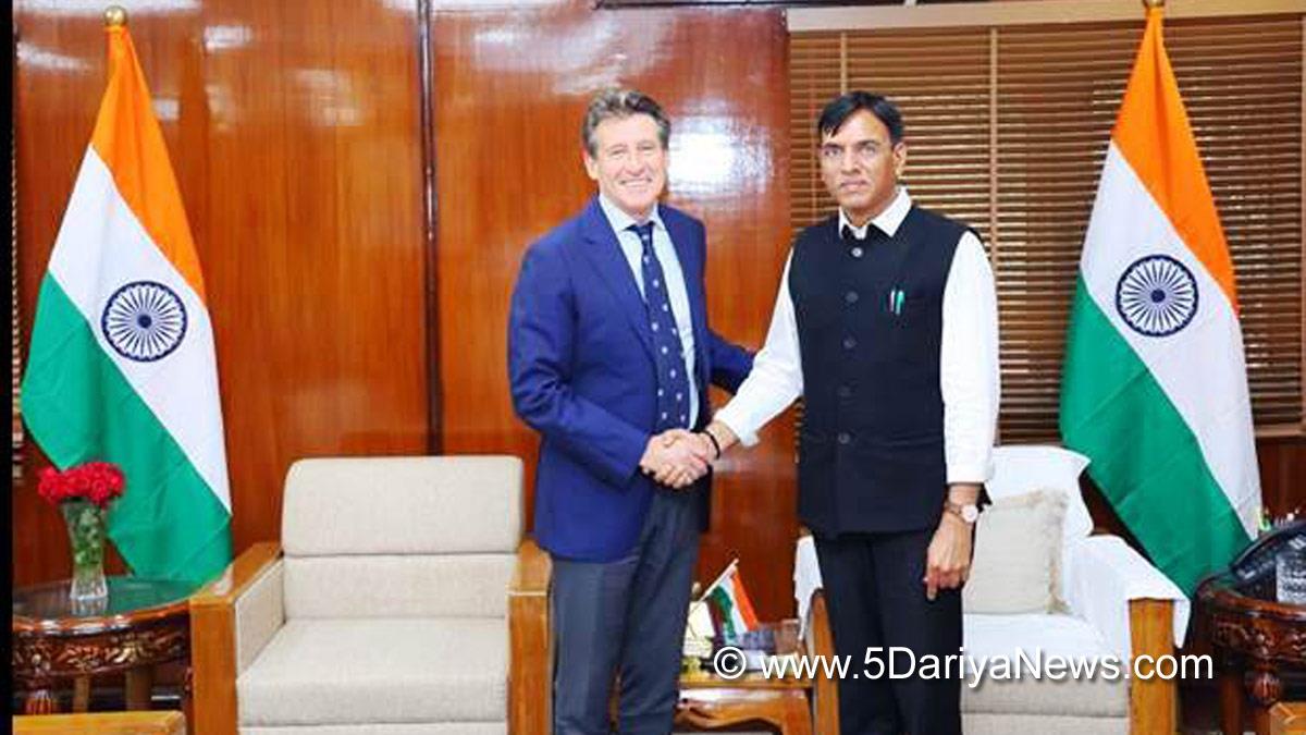 Mansukh Mandaviya, Dr. Mansukh Mandaviya, BJP, Bharatiya Janata Party, Union Minister of Youth Affairs & Sports and Labour & Employment, Lord Sebastian Coe, President World Athletics,  International Federation for Athletics, Member International Olympic Committee