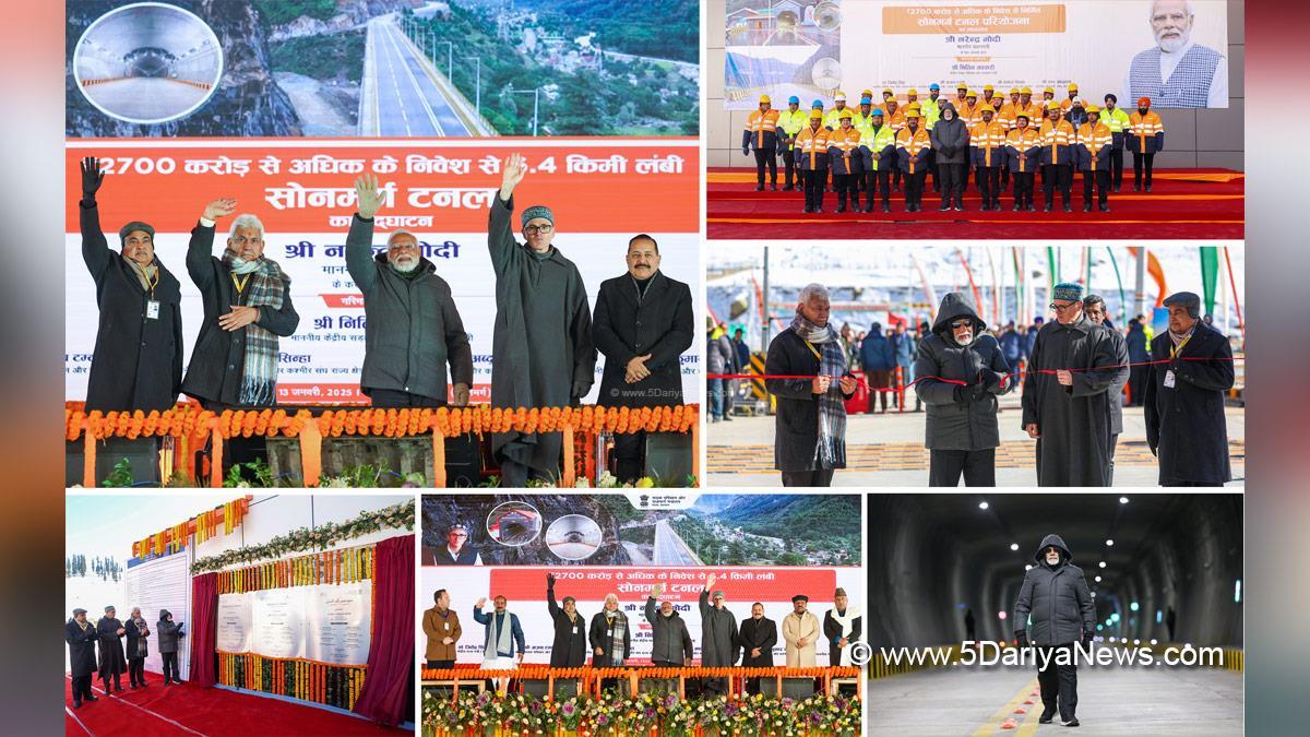 Narendra Modi, Modi, BJP, Bharatiya Janata Party, Prime Minister of India, Prime Minister, Narendra Damodardas Modi, Manoj Sinha, Lieutenant Governor J&K, Raj Bhavan, Omar Abdullah, Chief Minister of J&K, Jammu and Kashmir National Conference, National Conference, Nitin Gadkari, Dr. Jitendra Singh, Ajay Tamta, Surinder Kumar Choudhary, Sonamarg, Sonamarg Tunnel