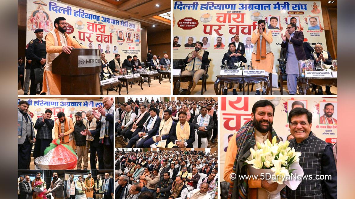 Piyush Goyal, Nayab Singh Saini, Haryana, Bharatiya Janata Party, BJP, Haryana Chief Minister, Chief Minister of Haryana, BJP Haryana, Aseem Goel, Subhash Sudha,  Delhi Haryana Agrawal Maitri Sabha