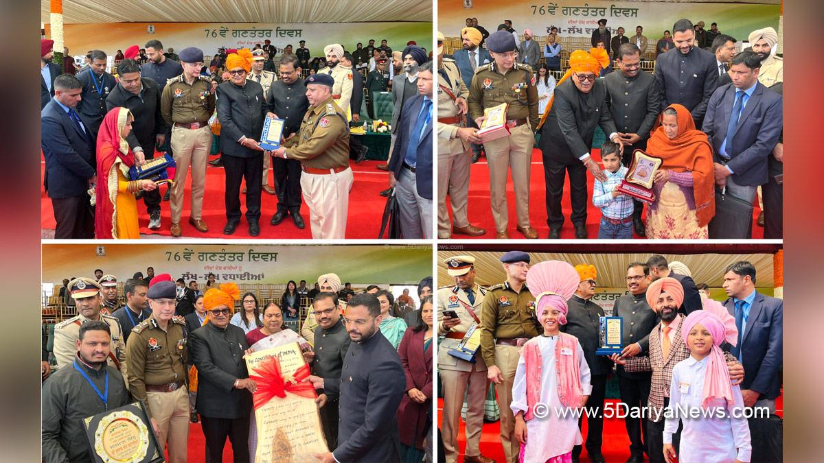 Gulab Chand Kataria, Governor of Punjab, Punjab Governor, Punjab Raj Bhavan, 76th Republic Day, Republic Day of India, Republic Day 2025, Republic Day Parade 2025, National flag, Jitendra Jorwal, DC Ludhiana, Ludhiana, Deputy Commissioner Ludhiana, Rajinderpal Kaur Chhina, Daljit Singh Bhola Grewal, Kulwant Singh Sidhu, KAP Sinha, Gaurav Yadav