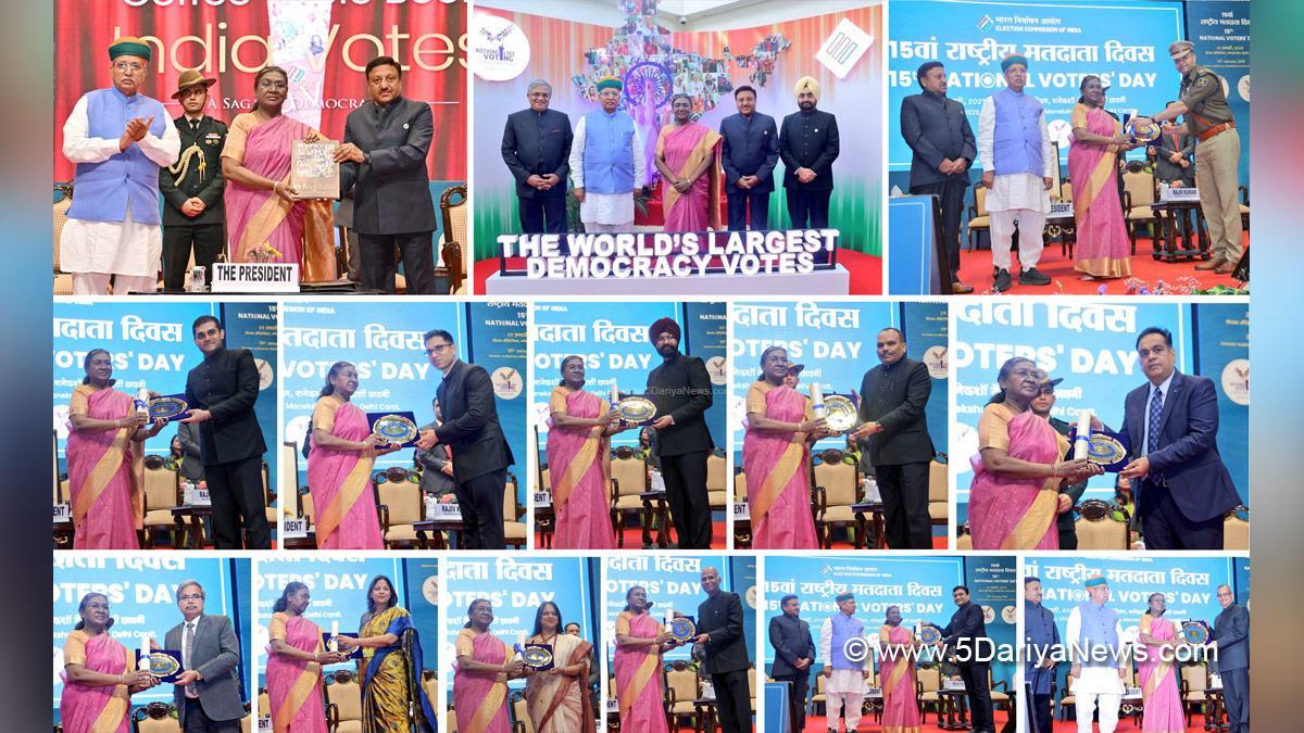Droupadi Murmu, President of India, President, Indian President, Rashtrapati, National Voters Day, 15th National Voters Day, Rajiv Kumar, Arjun Ram Meghwal
