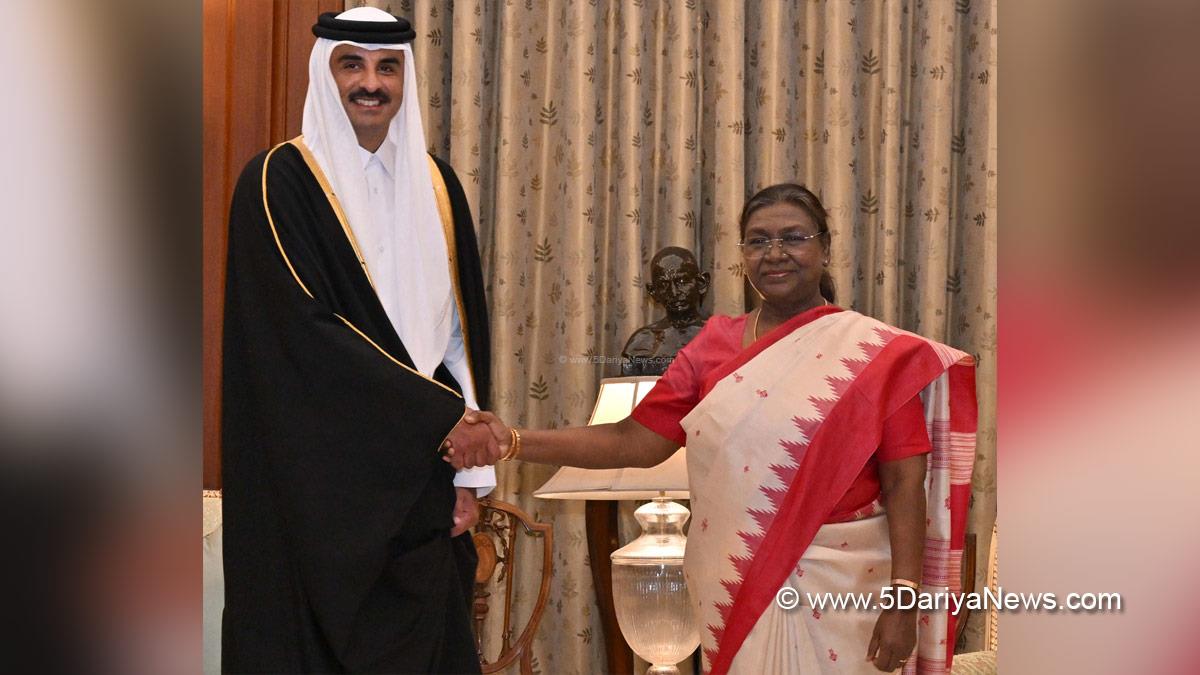 Droupadi Murmu, President of India, President, Indian President, Rashtrapati, Sheikh Tamim Bin Hamad Al Thani, Qatar Amir