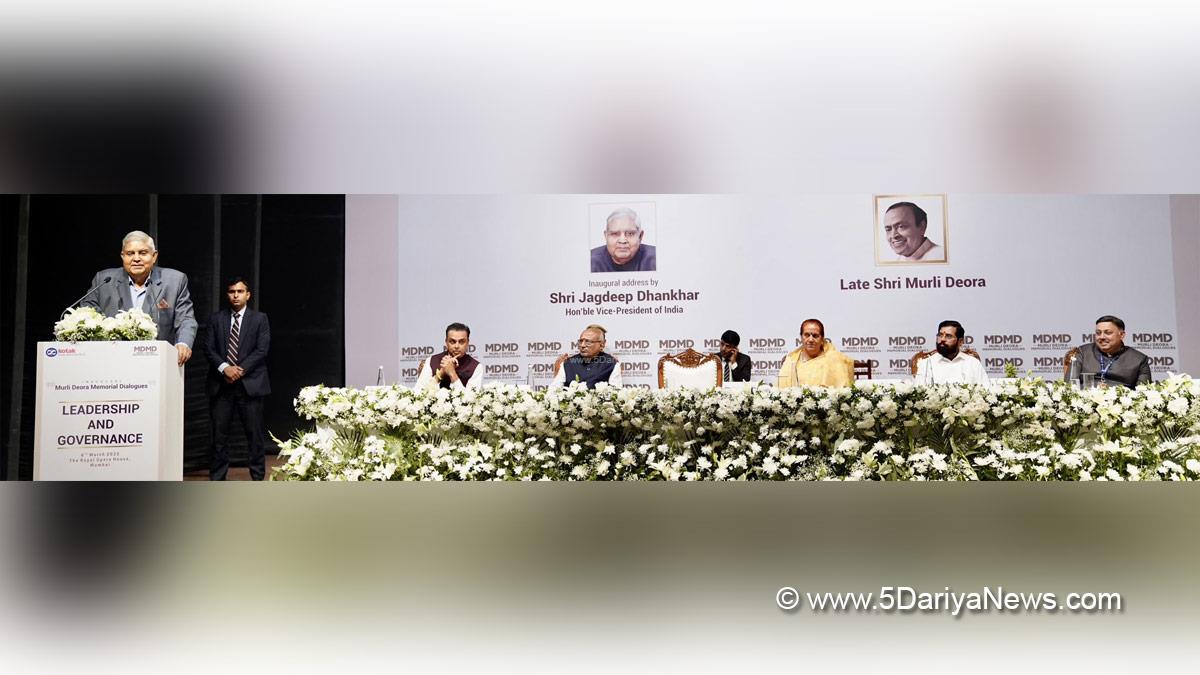 Jagdeep Dhankhar, Vice President of India, BJP, Bharatiya Janata Party, Eknath Shinde, Deputy Chief Minister of Maharashtra, CP Radhakrishnan, Governor of Maharashtra, Murli Deora Memorial Dialogues, Mumbai
