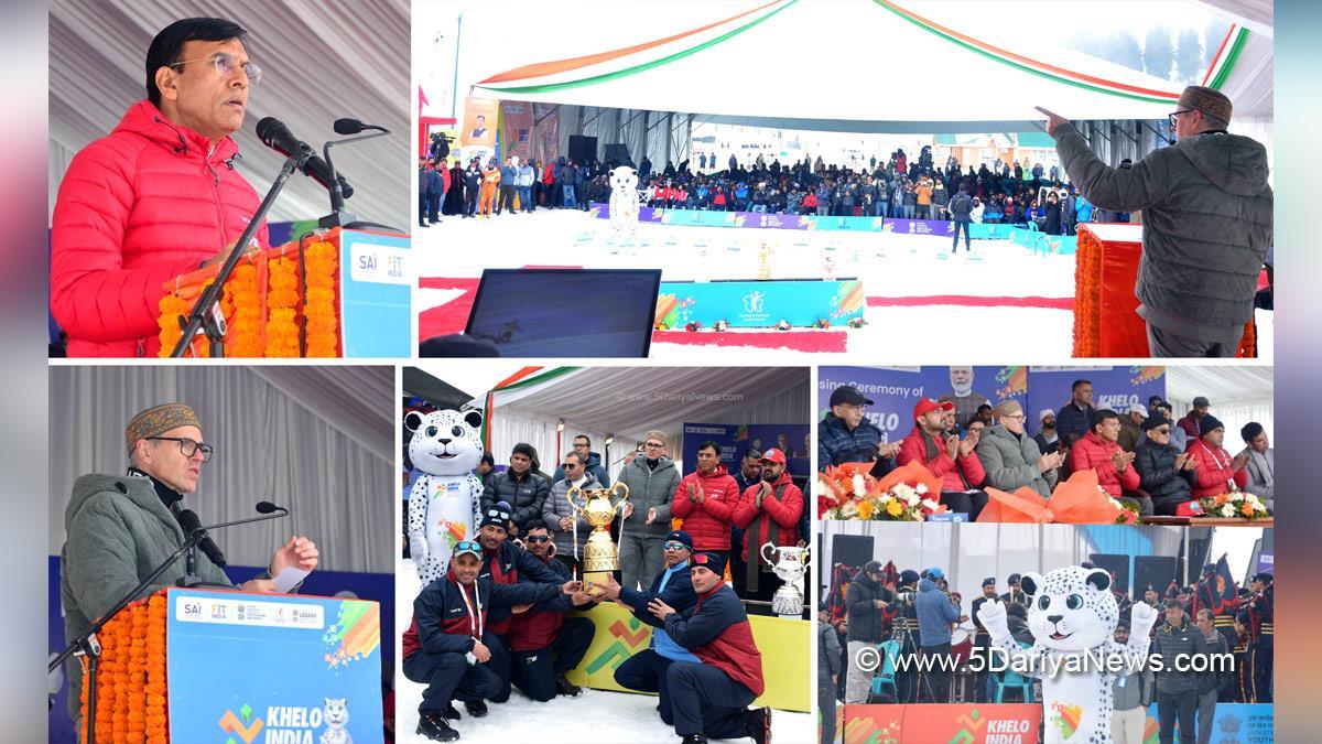 Omar Abdullah, Chief Minister of JK, Jammu and Kashmir National Conference, National Conference, Srinagar, Kashmir, Jammu And Kashmir, Jammu, Kashmir, Satish Sharma, Mansukh Mandaviya, Dr Mansukh Mandaviya, BJP, Bharatiya Janata Party, Khelo India Winter Games, KIWG, Gulmarg