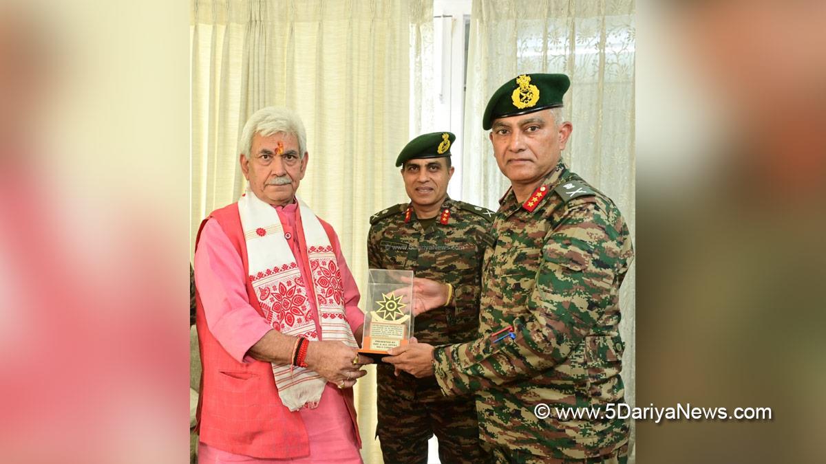 Manoj Sinha, Lieutenant Governor JK, Raj Bhavan, Jammu, Srinagar, Kashmir, Jammu And Kashmir, Lieutenant General Rajan Sharawat, General Officer Commanding, GOC, Rising Star Corps