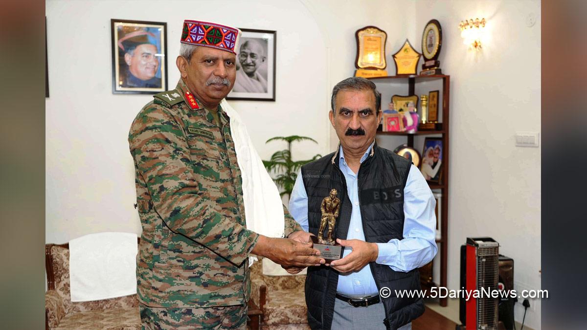 Sukhvinder Singh Sukhu, Himachal Pradesh, Himachal, Congress, Indian National Congress, Himachal Congress, Shimla, Chief Minister of Himachal Pradesh, Lt Gen Raghu Srinivasan, Director General Border Roads, DGBR