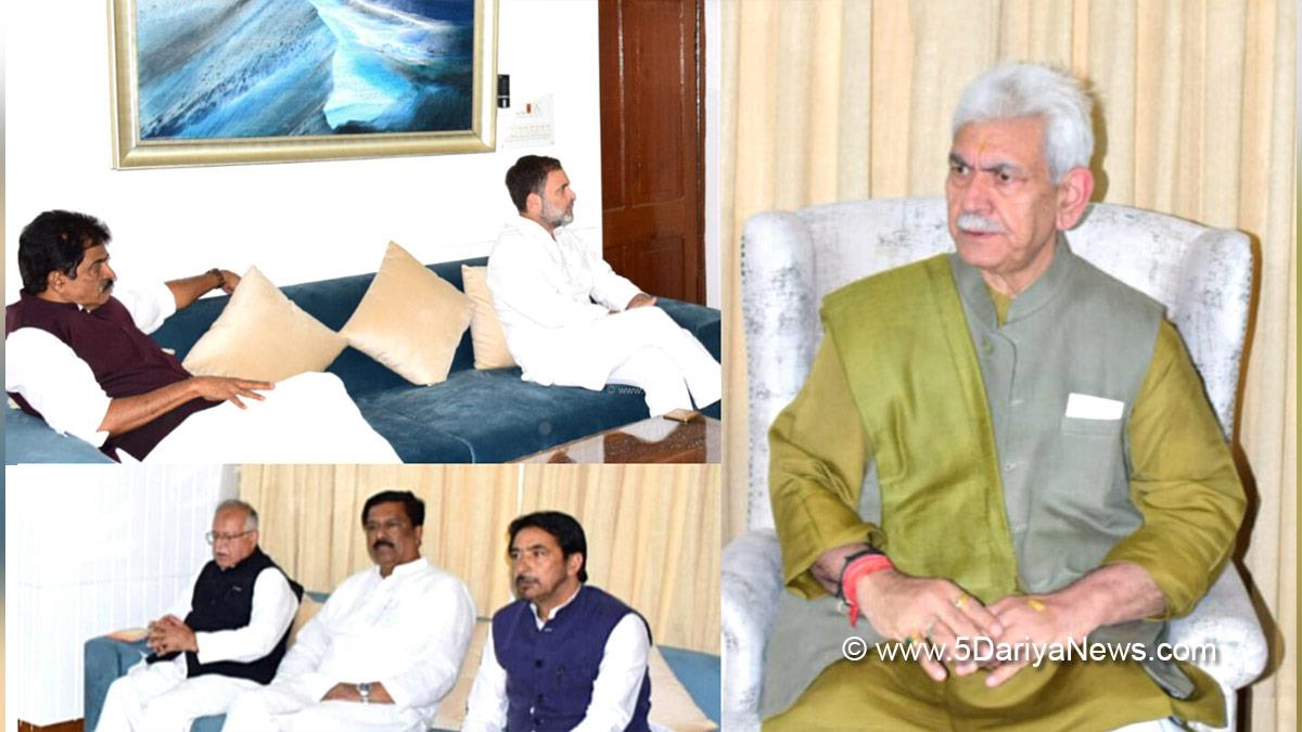 Manoj Sinha, Lieutenant Governor JK, Raj Bhavan, Jammu, Srinagar, Kashmir, Jammu And Kashmir, Pahalgam Attack, Pahalgam Terror Attack, Pahalgam Terrorist Attack, Rahul Gandhi, Indian National Congress, Congress, All India Congress Committee, KC Venugopal