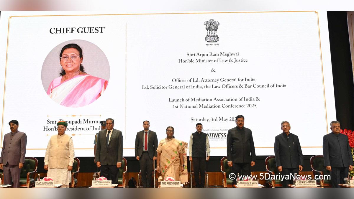 Droupadi Murmu, President of India, President, Indian President, Rashtrapati, Mediation Association of India, First National Mediation Conference 2025, Arjun Ram Meghwal