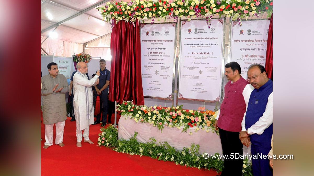 Amit Shah, Union Home Minister, BJP, Bharatiya Janata Party, Minister of Cooperation, National Forensic Science University, NFSU Nagpur, National Cancer Institute, Nagpur, Maharashtra, Devendra Fadnavis, Nitin Gadkari, Nitin Jairam Gadkari