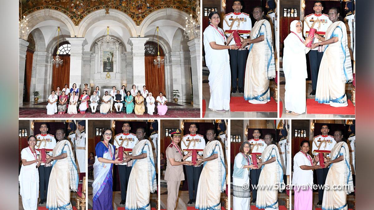 Droupadi Murmu, President of India, President, Indian President, Rashtrapati, National Florence Nightingale Awards 2025, Jagat Prakash Nadda, JP Nadda, Anupriya Patel, Prataprao Jadhav, Prataprao Ganpatrao Jadhav