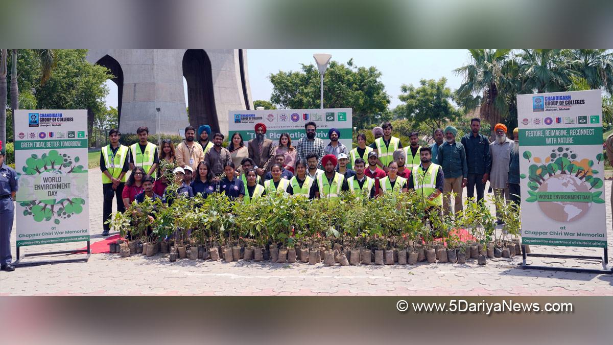 CGC Jhanjeri, Chandigarh Group Of Colleges, Satnam Singh Sandhu, Rashpal Singh Dhaliwal, Jhanjeri, CGC Jhanjeri Campus, Tree Plantation, Forest Plantation, Plantation forestry, Tree Planting, Tree Plantation Drive, Plants Sapling, World Environment Day