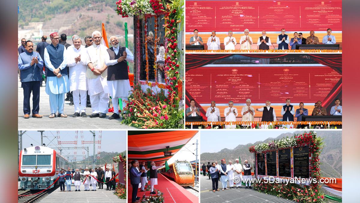 Narendra Modi, Modi, BJP, Bharatiya Janata Party, Prime Minister of India, Prime Minister, Narendra Damodardas Modi, Ashwini Vaishnaw, Dr Jitendra Singh, Omar Abdullah, Chief Minister of JK, Jammu and Kashmir National Conference, National Conference, Srinagar, Kashmir, Jammu And Kashmir, Jammu, Surinder Kumar Choudhary, Manoj Sinha, Lieutenant Governor JK, Raj Bhavan, Chenab Bridge, Vande Bharat, Railway Projects