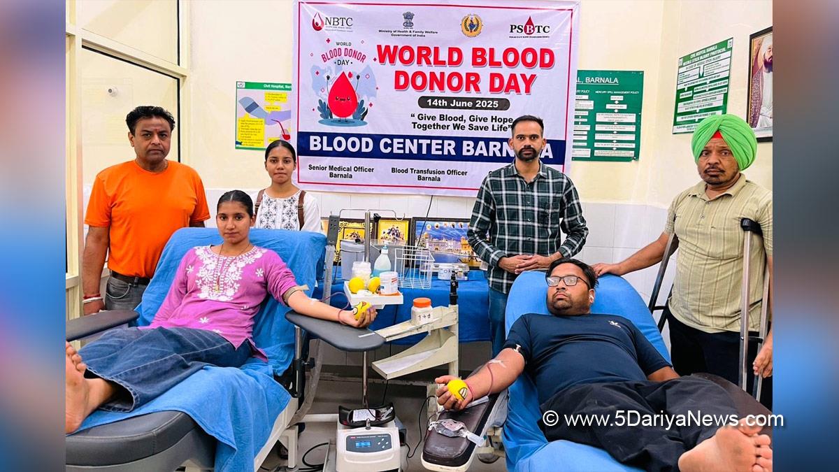 Health, Civil Surgeon Barnala, Barnala, Blood Donation Camp, World Blood Donor Day, World Blood Donor Day 2025