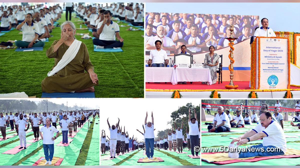 Nirmala Sitharaman, Union Minister for Finance and Corporate Affairs, BJP, Bharatiya Janata Party, Jagat Prakash Nadda, 11th International Day of Yoga, International Day of Yoga, Yoga Day, International Day of Yoga 2025