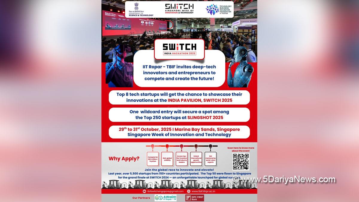 Indian Institute of Technology, IIT Ropar, Technology Business Incubator Foundation, TBIF, SWITCH INDIA HACKATHON 2025, SWITCH INDIA Pavilion 2025, Ropar