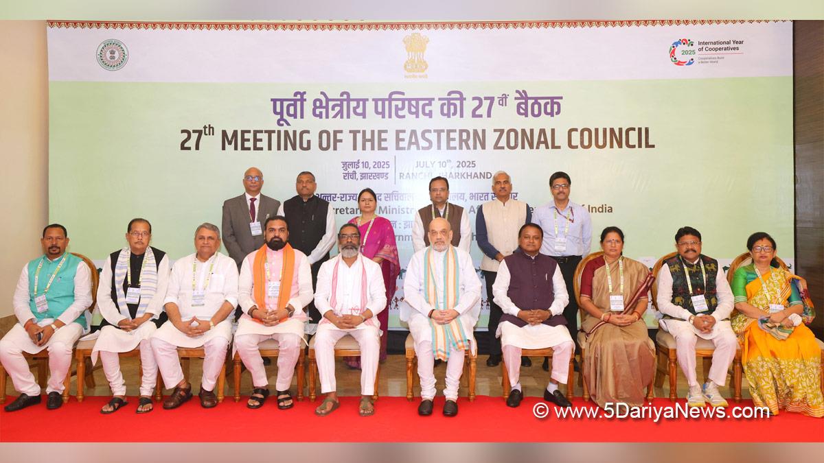 Amit Shah, Union Home Minister, BJP, Bharatiya Janata Party, Minister of Cooperation, Mohan Charan Majhi, Chief Minister of Odisha, Hemant Soren, Chief Minister of Jharkhand, Ranchi, Jharkhand