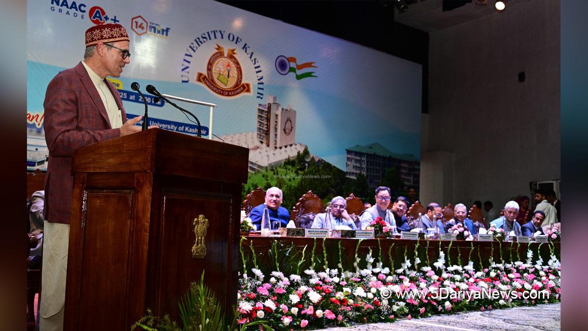 Omar Abdullah, Chief Minister of JK, Jammu and Kashmir National Conference, National Conference, Manoj Sinha, Lieutenant Governor JK, Raj Bhavan, Jammu, Srinagar, Kashmir, Jammu And Kashmir, Kiren Rijiju, BJP, Bharatiya Janata Party, Union Minister of Law and Justice, Mega Alumni Meet 2025, University of Kashmir