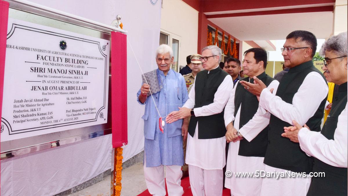 Omar Abdullah, Chief Minister of JK, Jammu and Kashmir National Conference, National Conference, Manoj Sinha, Lieutenant Governor JK, Raj Bhavan, Jammu, Srinagar, Kashmir, Jammu And Kashmir, Javid Ahmad Dar, Javid Dar, Atal Dulloo, Chief Secretary Kashmir, SKUAST Jammu