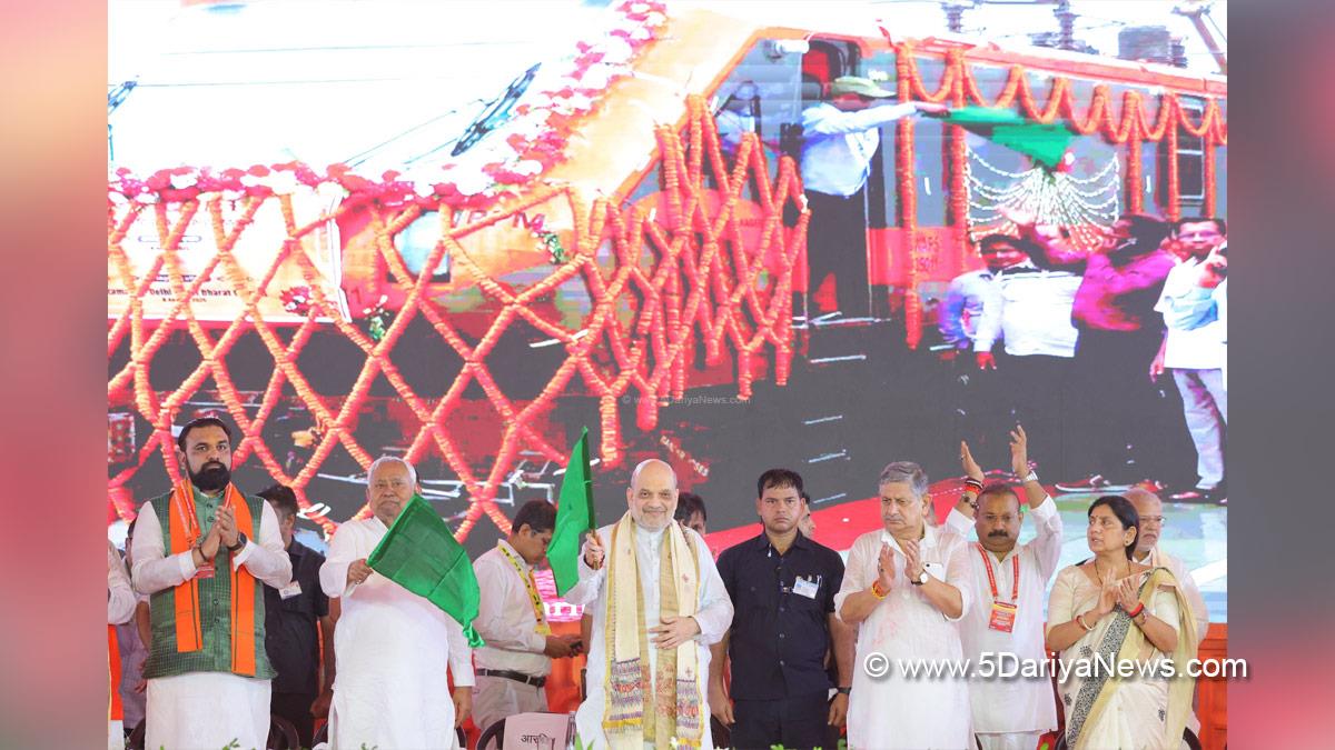 Amit Shah, Union Home Minister, BJP, Bharatiya Janata Party, Minister of Cooperation, Nitish Kumar, Patna, Bihar, Janata Dal United, Chief Minister of Bihar, Rajiv Ranjan Singh, Punaura Dham Temple, Punaura Dham Project, Sitamarhi Delhi Amrit Bharat Train