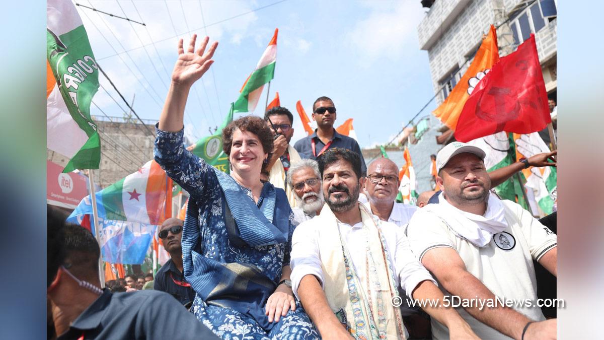 Priyanka Gandhi, Priyanka Gandhi Vadra, Uttar Pradesh, Indian National Congress, Congress, All India Congress Committee, A Revanth Reddy, Anumula Revanth Reddy, Revanth Reddy, Tejashwi Yadav
