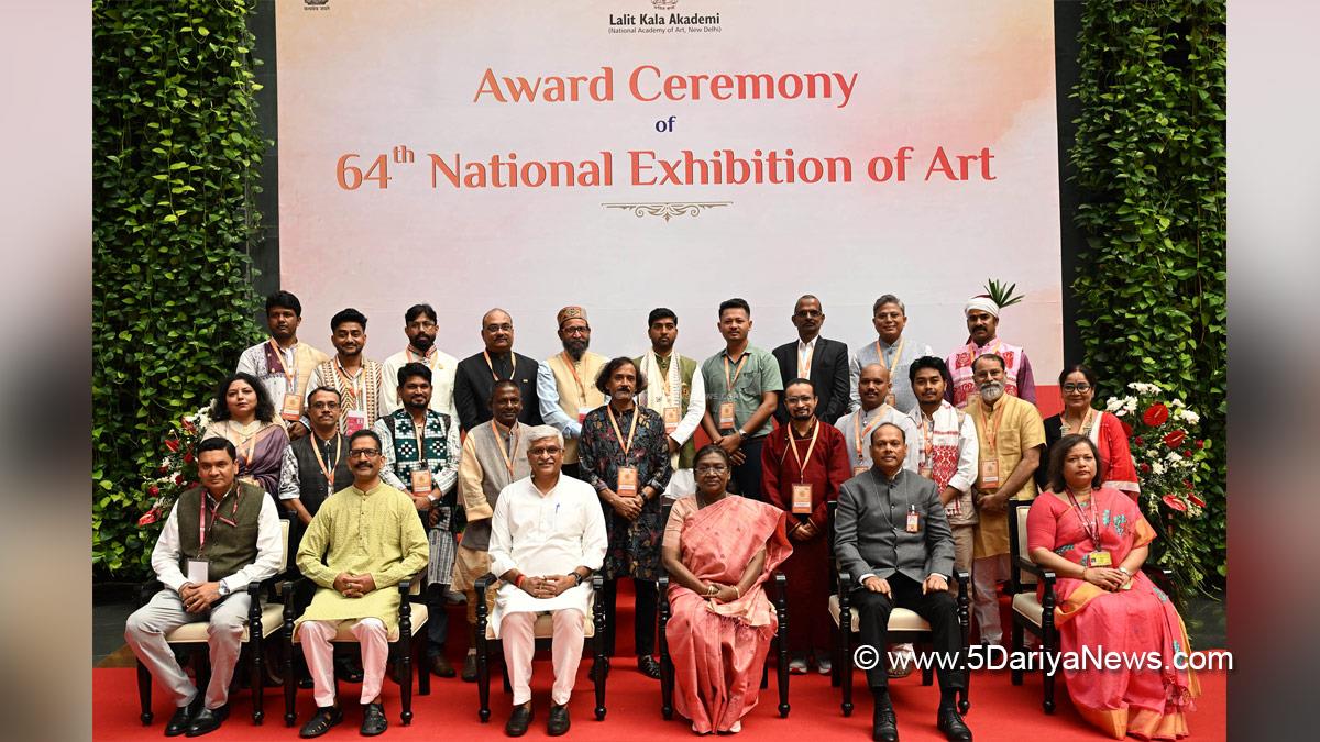 Droupadi Murmu, President of India, President, Indian President, Rashtrapati, Gajendra Singh Shekhawat, 64th National Exhibition of Art, Lalit Kala Akademi