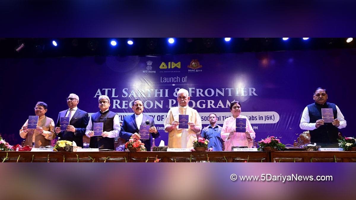 Manoj Sinha, Lieutenant Governor JK, Raj Bhavan, Jammu, Srinagar, Kashmir, Jammu And Kashmir, Dr Jitendra Singh, Bharatiya Janata Party, BJP, Union Minister of Earth Sciences, Atal Dulloo, ATL Sarthi, University of Kashmir