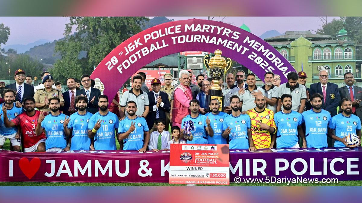 Manoj Sinha, Lieutenant Governor JK, Raj Bhavan, Jammu, Srinagar, Kashmir, Jammu And Kashmir, 20th JK Police Martyrs Memorial Football Tournament