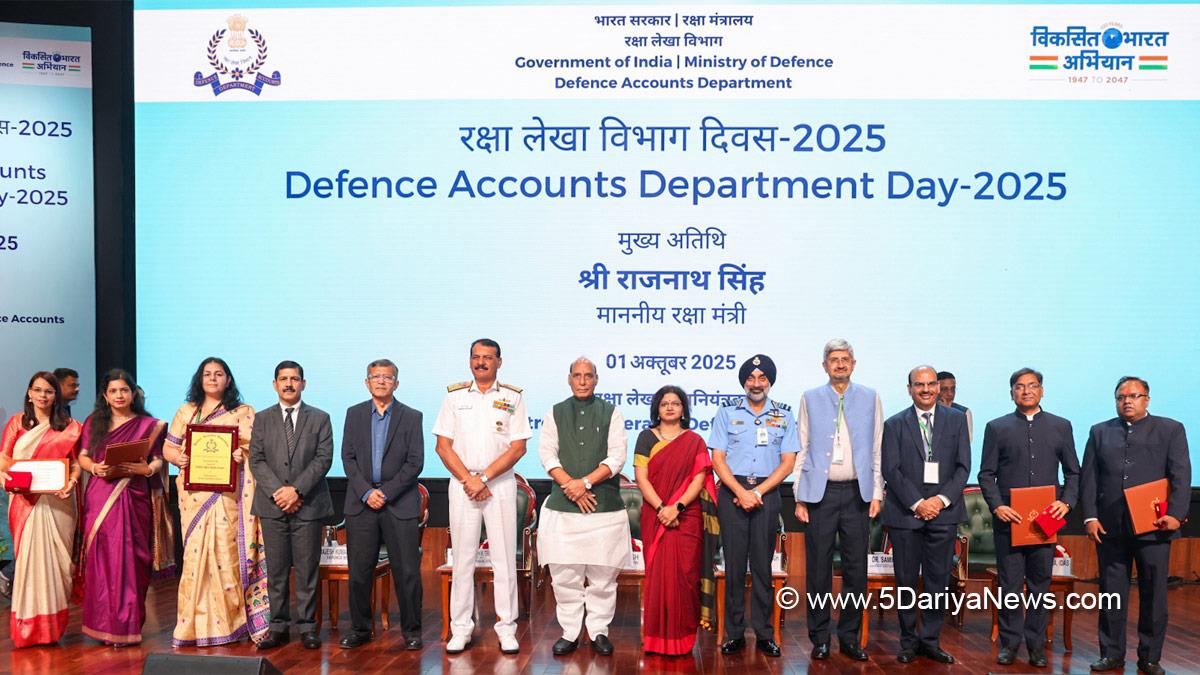 Rajnath Singh, Union Defence Minister, Defence Minister of India, BJP, Bharatiya Janata Party, Military, Indian Armed Forces, Admiral Dinesh K Tripathi, Air Chief Marshal AP Singh, Rajesh Kumar Singh, Defence Accounts Department, DAD, 278th Foundation Day