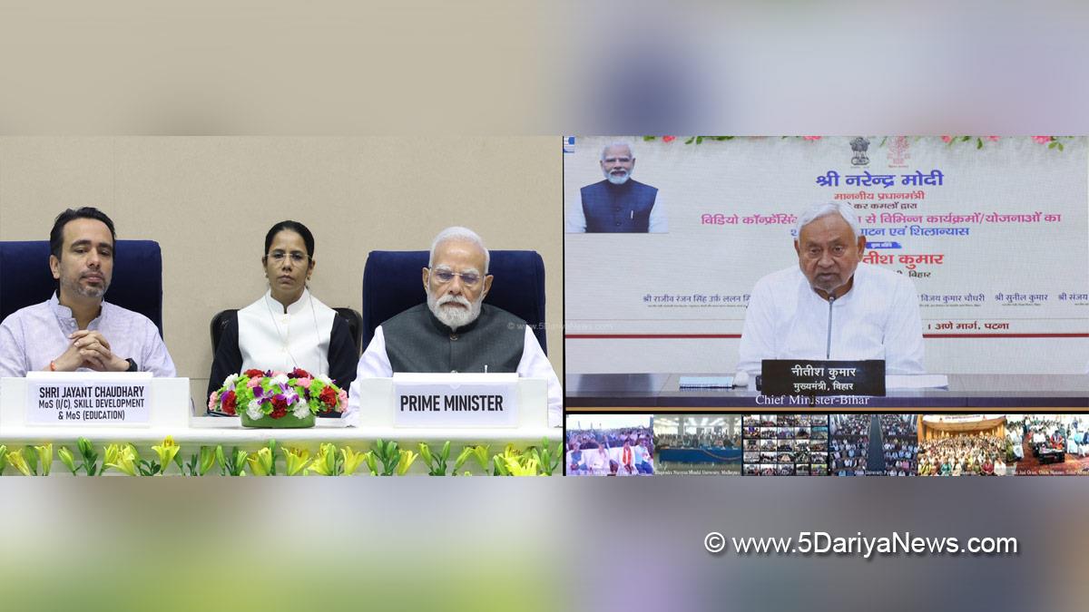 Narendra Modi, Modi, BJP, Bharatiya Janata Party, Prime Minister of India, Prime Minister, Narendra Damodardas Modi, Jayant Chaudhary, Nitish Kumar, Chief Minister of Bihar, Kaushal Deekshant Samaroh