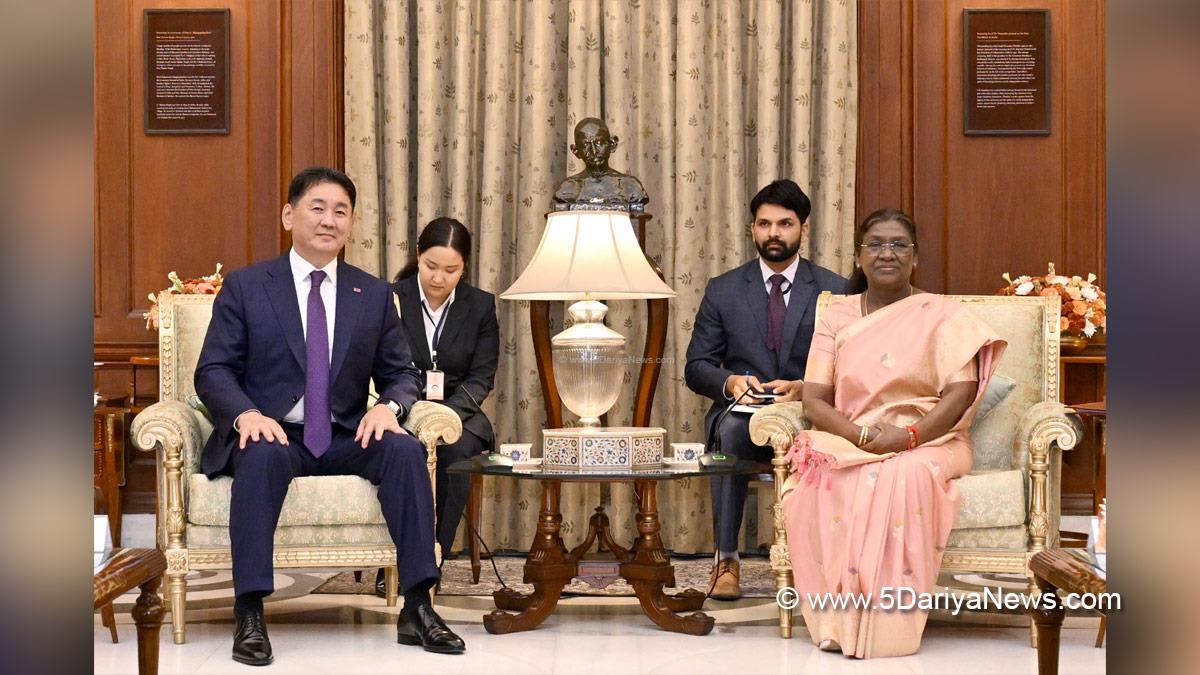 Droupadi Murmu, President of India, President, Indian President, Rashtrapati, Khurelsukh Ukhnaa, President of Mongolia