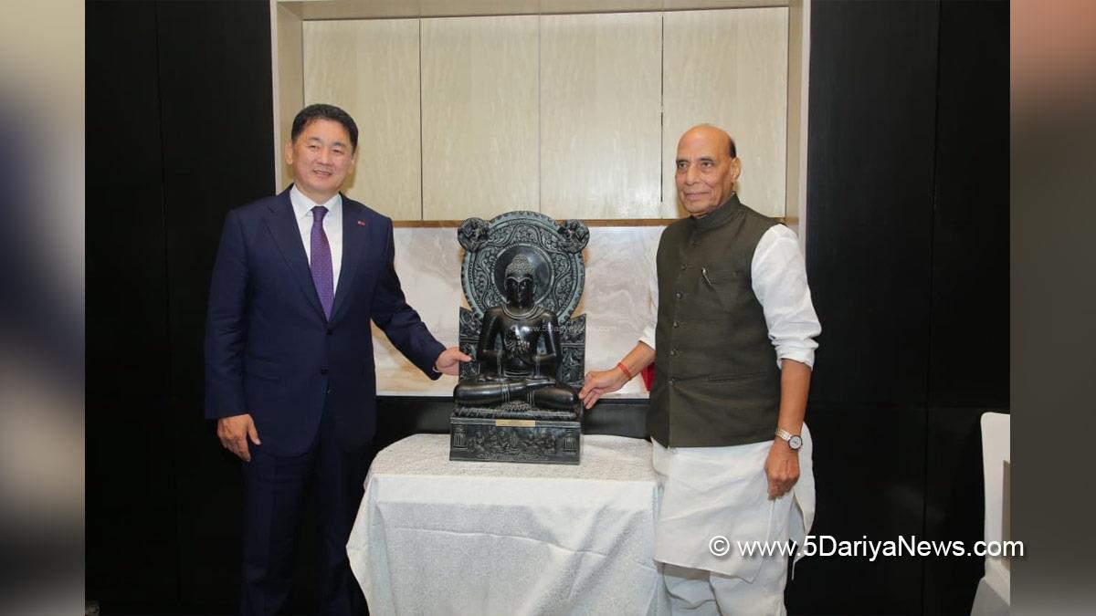 Rajnath Singh, Union Defence Minister, Defence Minister of India, BJP, Bharatiya Janata Party, Ukhnaagiin Khurelsukh