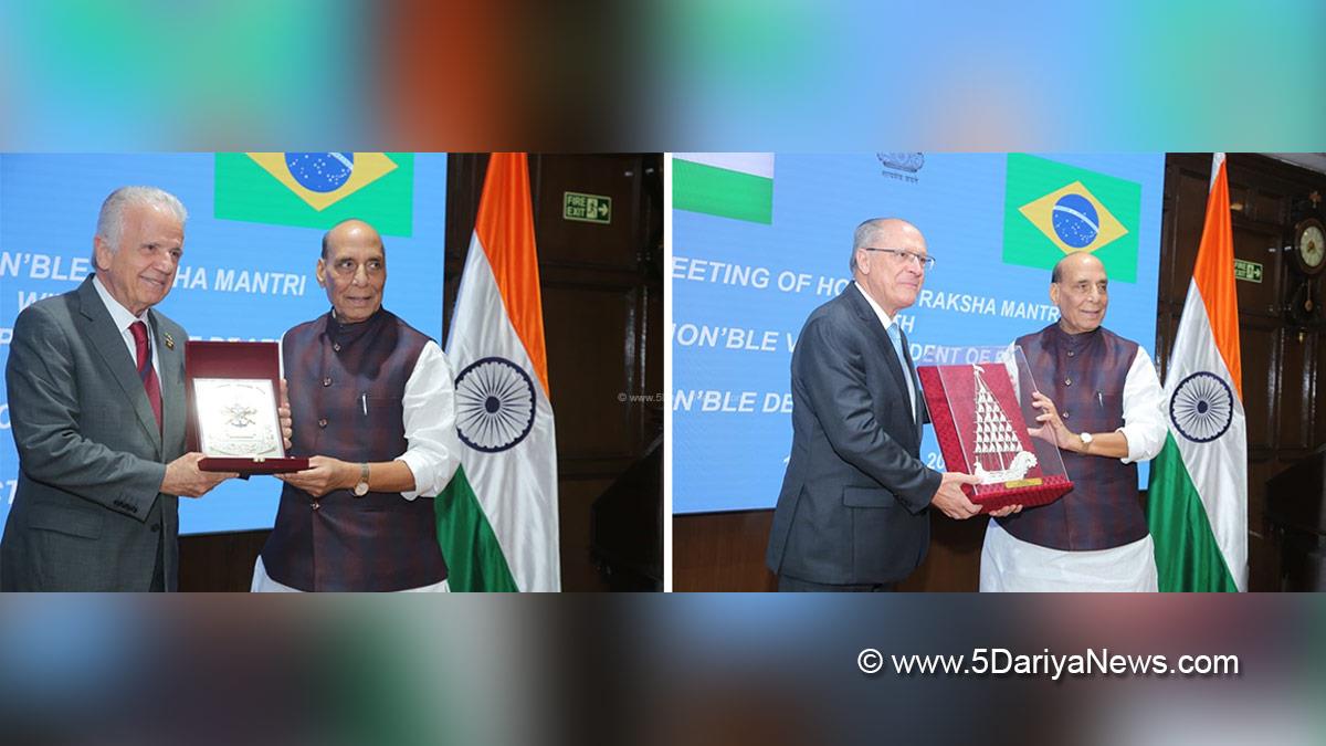 Rajnath Singh, Union Defence Minister, Defence Minister of India, BJP, Bharatiya Janata Party, Geraldo Alckmin, Vice President of Brazil, Jose Mucio Monteiro Filho, Defence Minister of Brazil