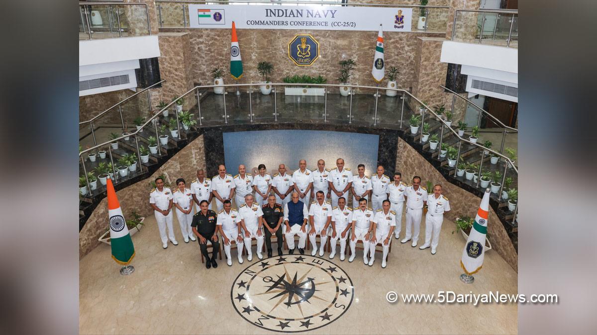 Rajnath Singh, Union Defence Minister, Defence Minister of India, BJP, Bharatiya Janata Party, Military, Indian Army, Indian Navy, General Anil Chauhan, Admiral Dinesh K Tripathi, Rajesh Kumar Singh, Naval Commanders Conference