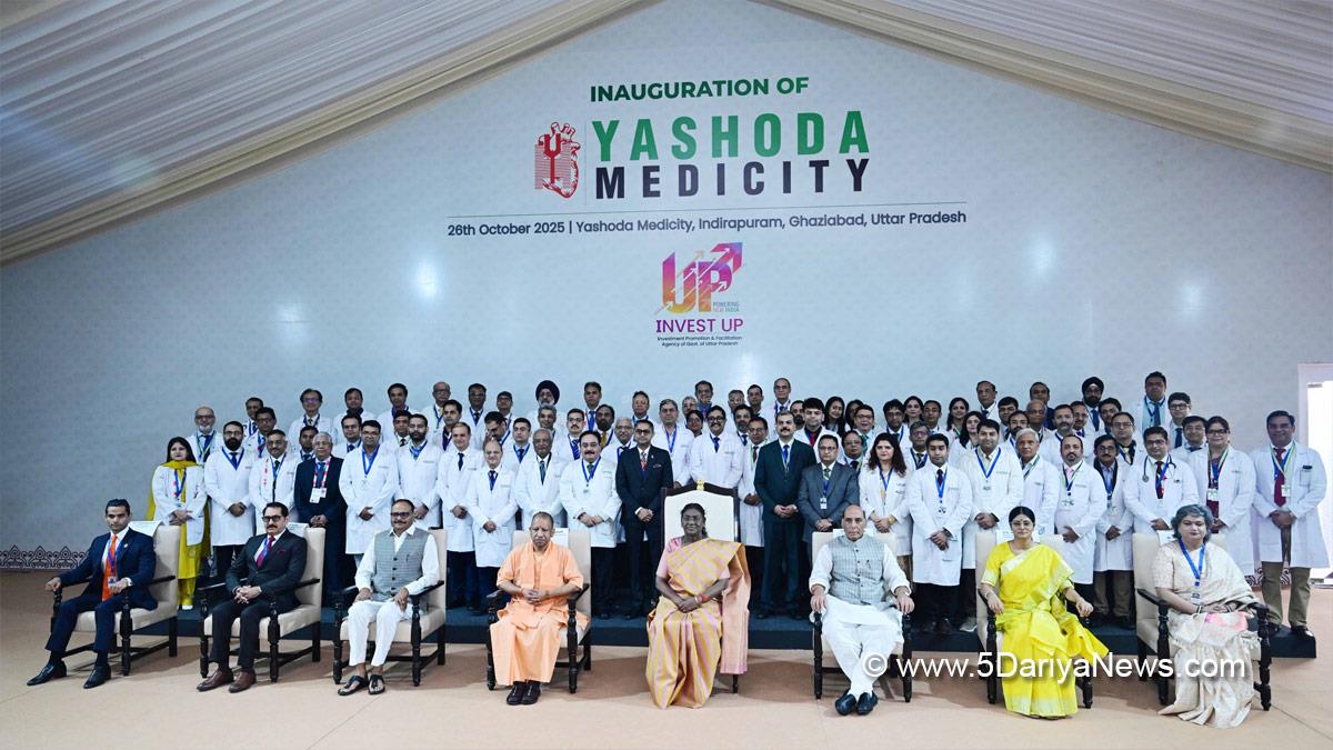 Droupadi Murmu, President of India, President, Indian President, Rashtrapati, Rajnath Singh, Yogi Adityanath, Anupriya Patel, Yashoda Medicity