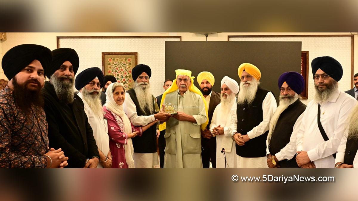 Manoj Sinha, Lieutenant Governor JK, Raj Bhavan, Jammu, Srinagar, Kashmir, Jammu And Kashmir, Harjinder Singh Dhami, Shiromani Gurdwara Parbandhak Committee, SGPC
