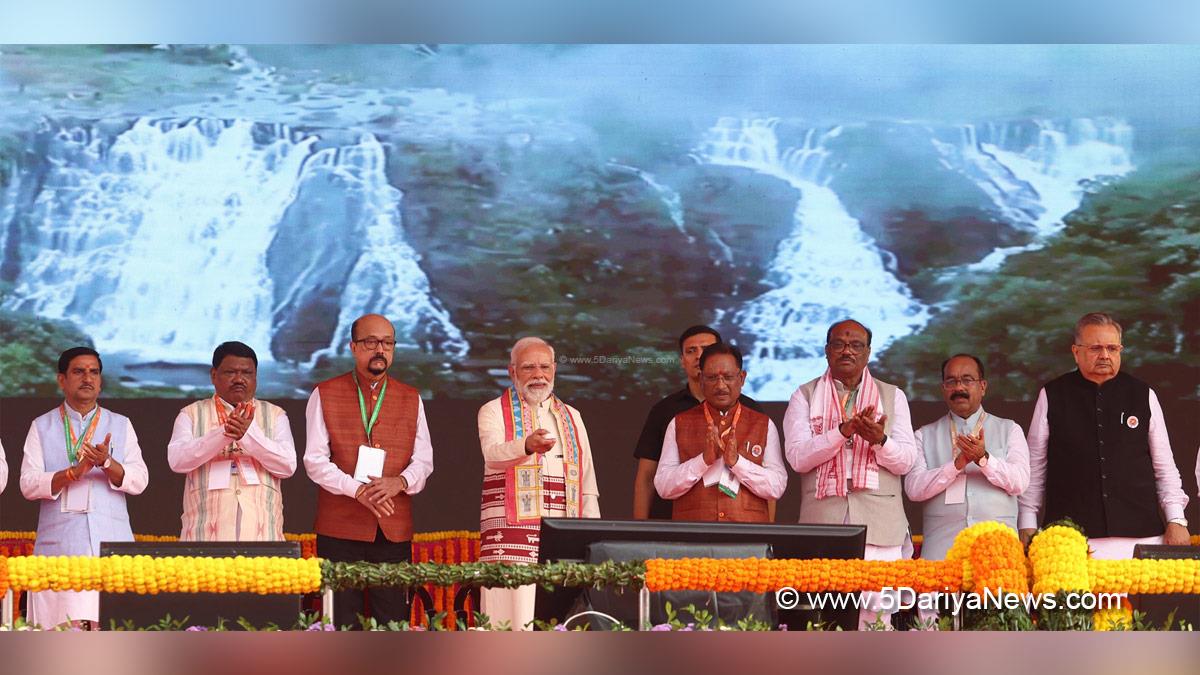 Narendra Modi, Modi, BJP, Bharatiya Janata Party, Prime Minister of India, Prime Minister, Narendra Damodardas Modi, Vishnu Deo Sai, Jual Oram, Durga Das Uikey, Tokan Sahu, Chhattisgarh Rajat Mahotsav