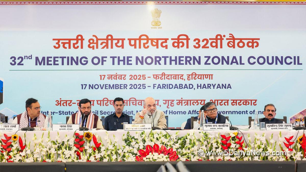 Amit Shah, Union Home Minister, BJP, Bharatiya Janata Party, Minister of Cooperation, Bhajan Lal Sharma, BhajanLal Sharma, Gulab Chand Kataria, Sukhvinder Singh Sukhu, Thakur Sukhvinder Singh Sukhu, Nayab Singh Saini, Northern Zonal Council, NZC