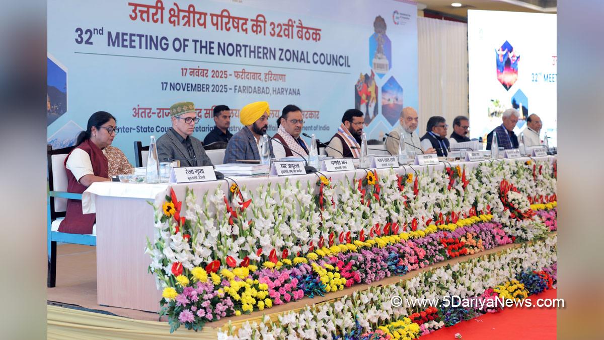 Amit Shah, Union Home Minister, BJP, Bharatiya Janata Party, Minister of Cooperation, Bhajan Lal Sharma, BhajanLal Sharma, Gulab Chand Kataria, Sukhvinder Singh Sukhu, Thakur Sukhvinder Singh Sukhu, Nayab Singh Saini, Bhagwant Mann, Bhagwant Singh Mann, Manoj Sinha, Omar Abdullah, Rekha Gupta, Northern Zonal Council, NZC