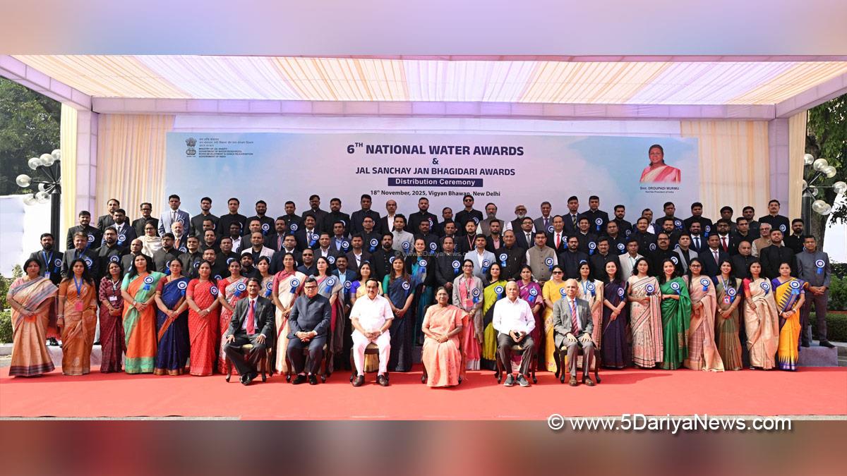 Droupadi Murmu, President of India, President, Indian President, Rashtrapati, CR Paatil, Chandrakant Raghunath Paatil, 6th National Water Awards, Jal Sanchay Jan Bhagidari Awards