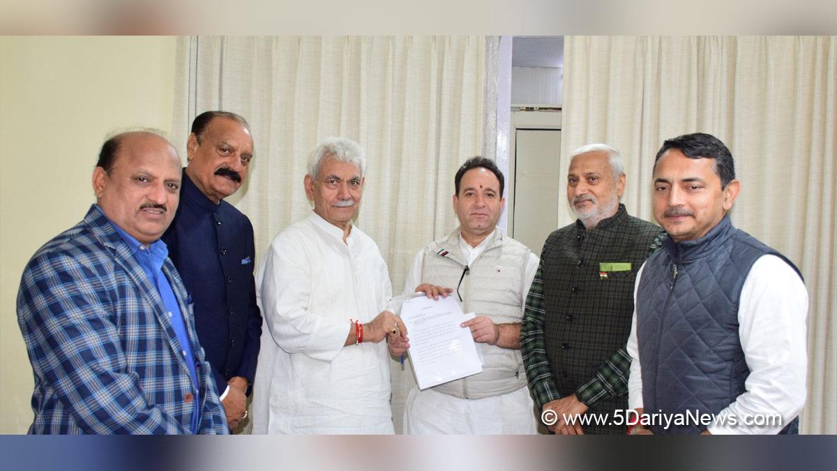 Manoj Sinha, Lieutenant Governor JK, Raj Bhavan, Jammu, Srinagar, Kashmir, Jammu And Kashmir, Sham Lal Sharma, Surjit Singh Slathia, Dr Devinder Kumar Manyal, Ranbir Singh Pathania